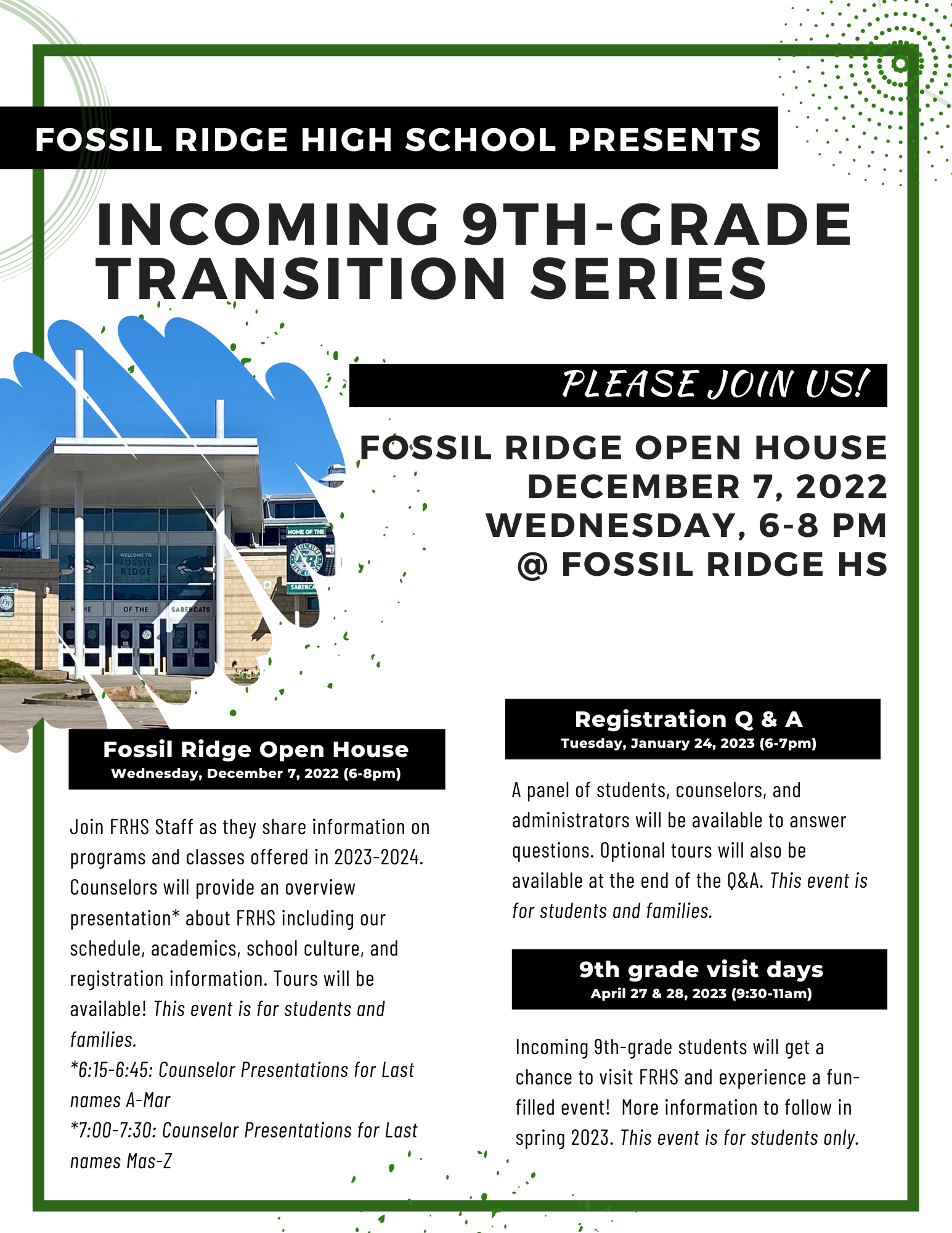 Fossil Ridge Open House Fossil Ridge High School